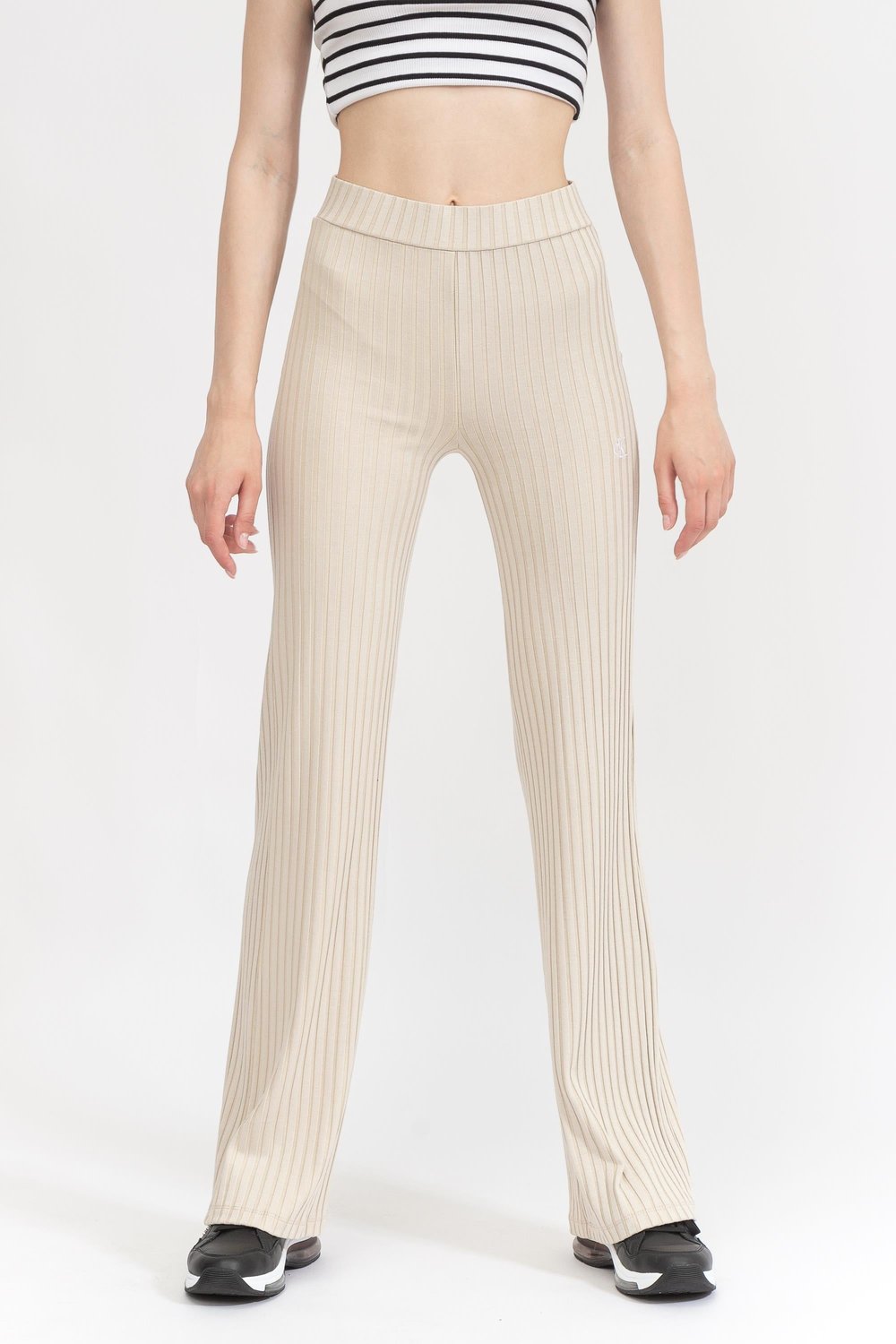 Calvin Klein Elongated Rib Kadın Eşofman Altı Bej
