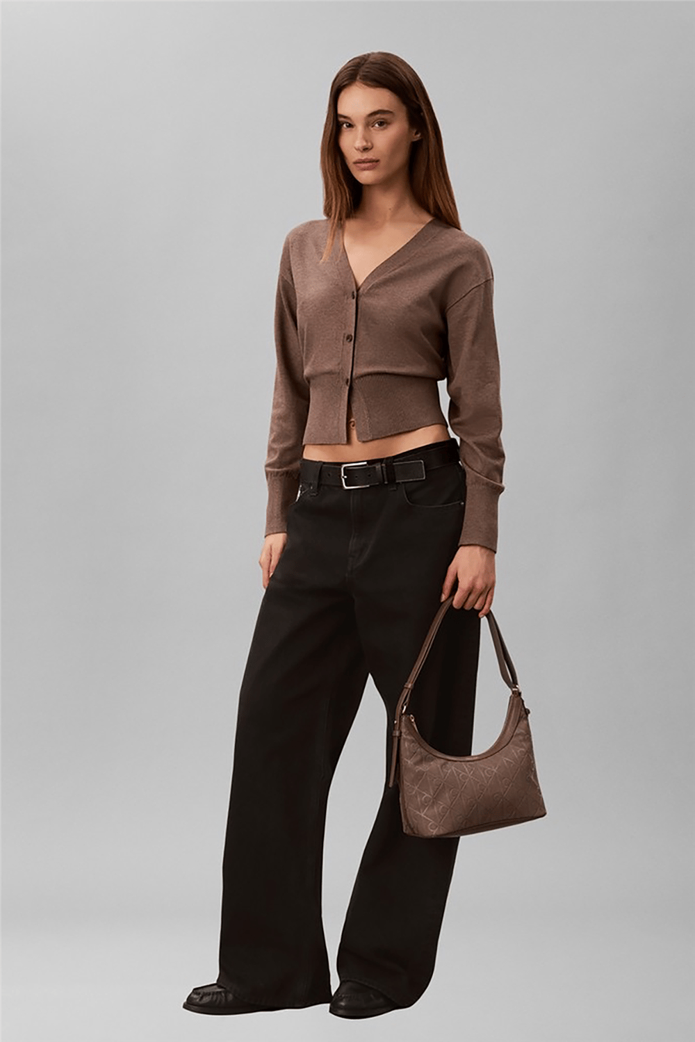 Calvin Klein Emblem Aop Sueded Shoulder Bag Kadın Omuz Çantası