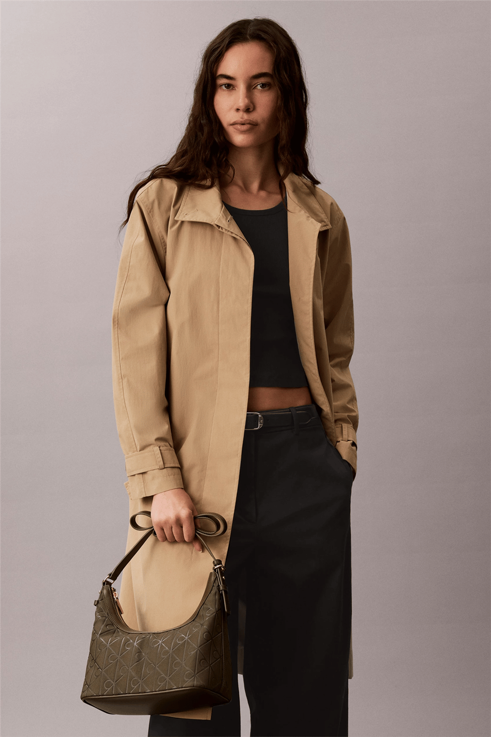 Calvin Klein Emblem Aop Sueded Shoulder Bag Kadın Omuz Çantası Yeşil