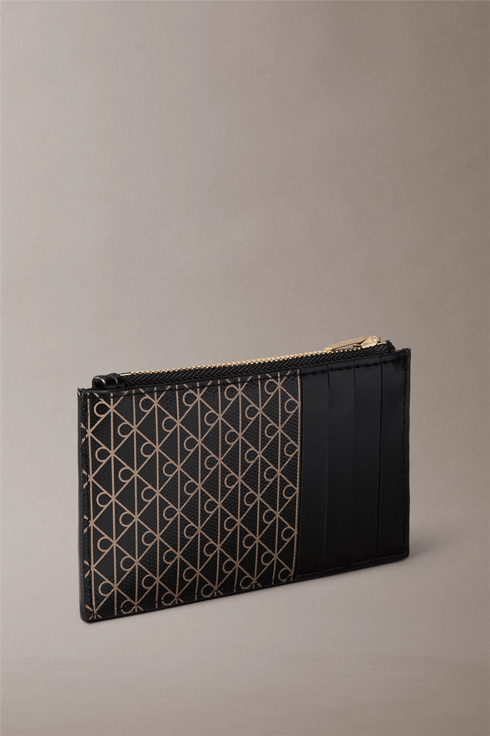Calvin Klein Emblem Aop Top Zip Cardcase Kadın Kartlık Siyah