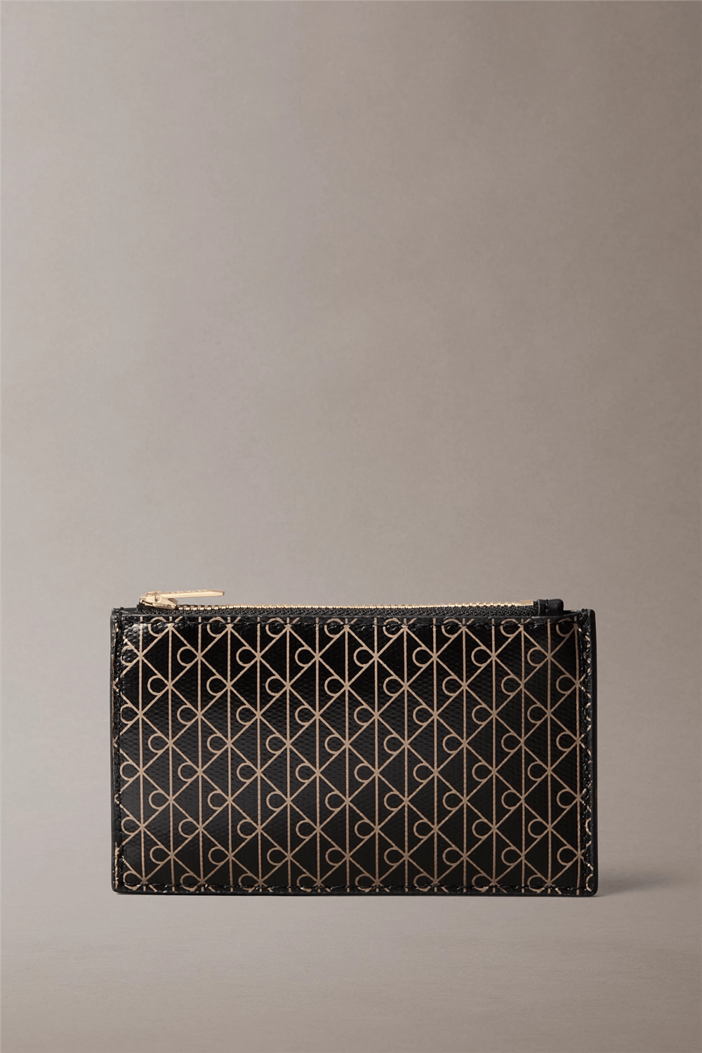Calvin Klein Emblem Aop Top Zip Cardcase Kadın Kartlık Siyah