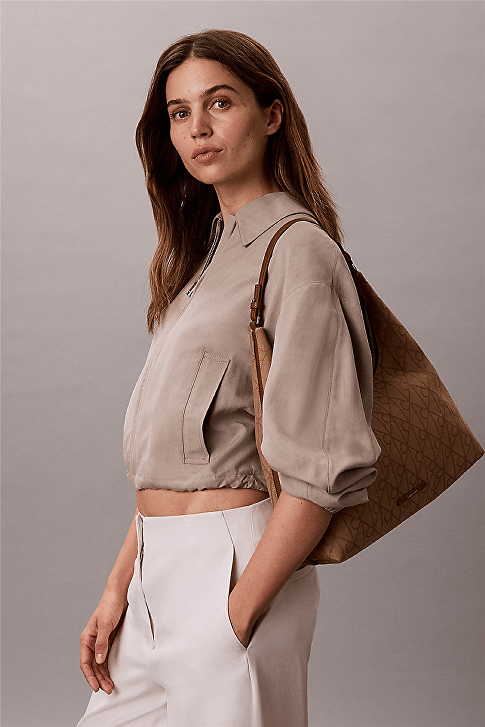 Calvin Klein Emblem Jacquard Shoulder Bag Kadın Omuz Çantası