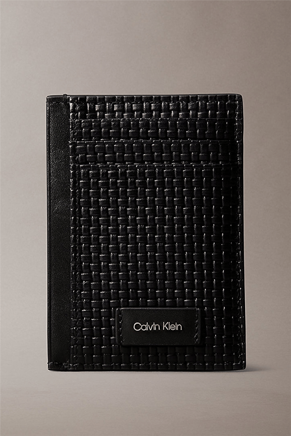 Calvin Klein Embossed Woven N/S Card Case Erkek Kartlık Siyah