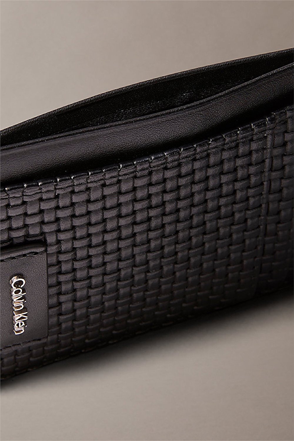 Calvin Klein Embossed Woven N/S Card Case Erkek Kartlık Siyah