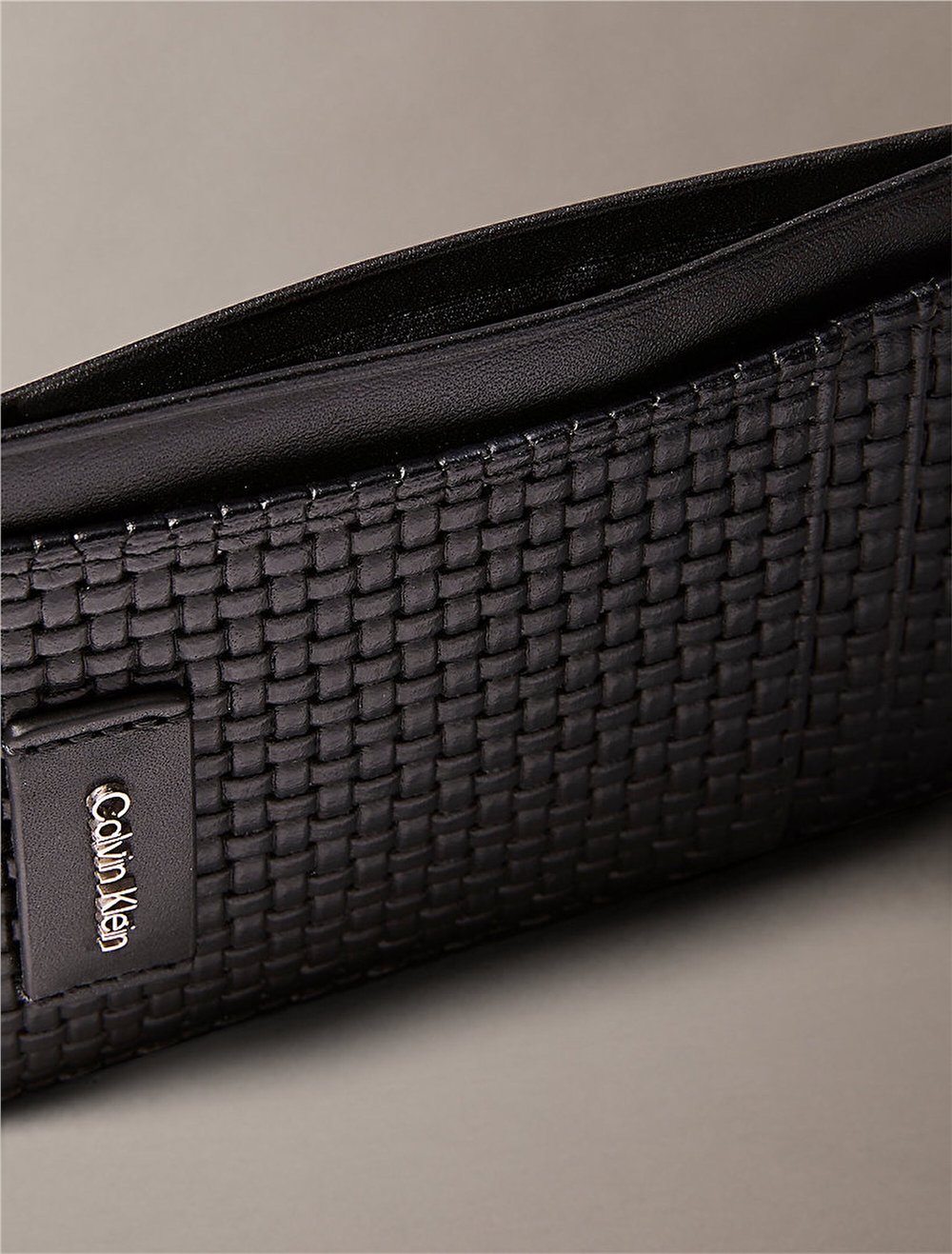 Calvin Klein Embossed Woven N/S Card Case Erkek Kartlık Siyah