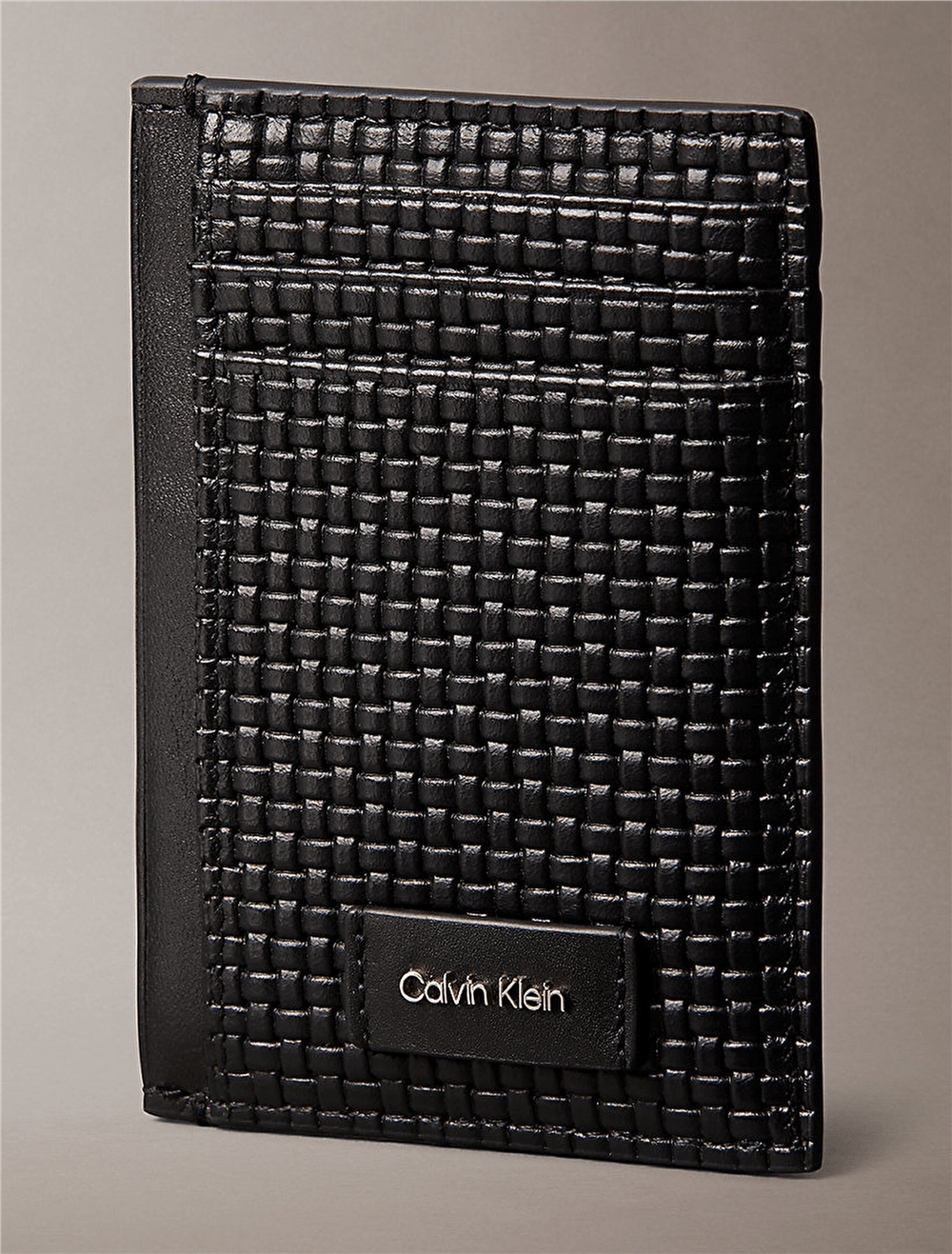 Calvin Klein Embossed Woven N/S Card Case Erkek Kartlık Siyah