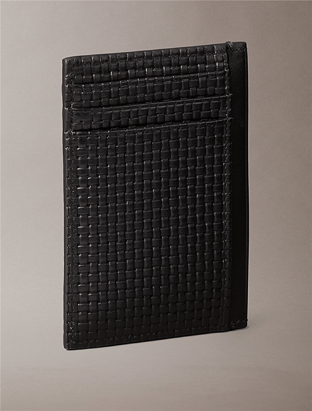 Calvin Klein Embossed Woven N/S Card Case Erkek Kartlık Siyah