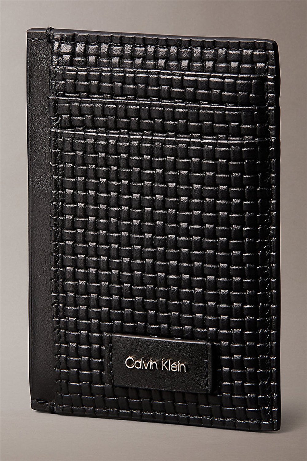 Calvin Klein Embossed Woven N/S Card Case Erkek Kartlık Siyah