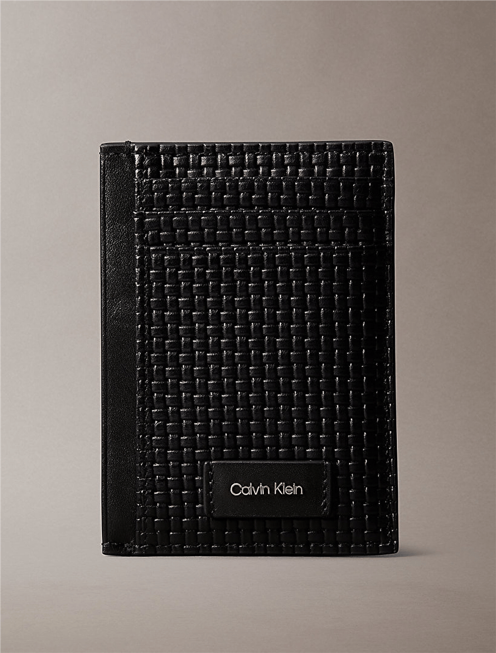 Calvin Klein Embossed Woven N/S Card Case Erkek Kartlık Siyah