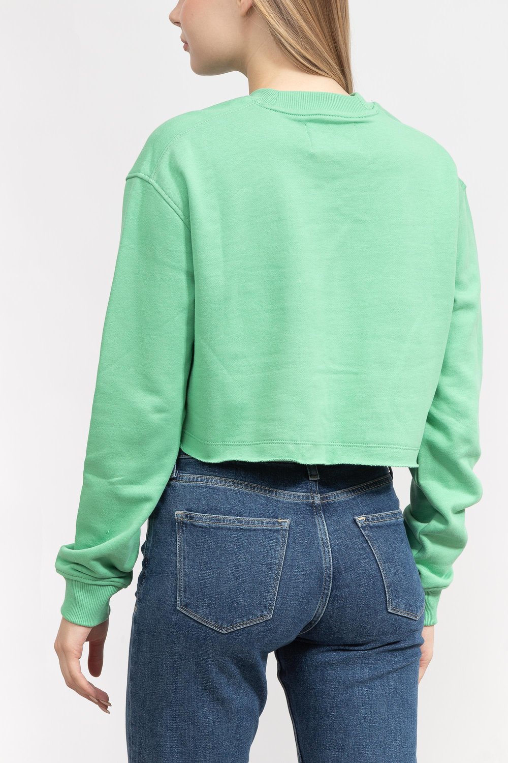 Calvin Klein Embroidered Monologo Kadın Bisiklet Yaka Sweatshirt Yeşil