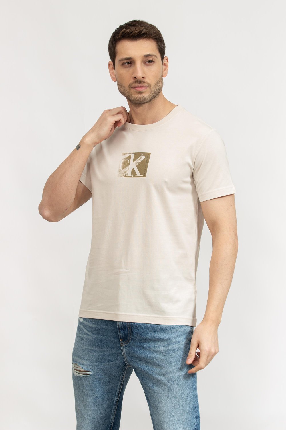 Calvin Klein Erkek Bisiklet Yaka T-Shirt Gri