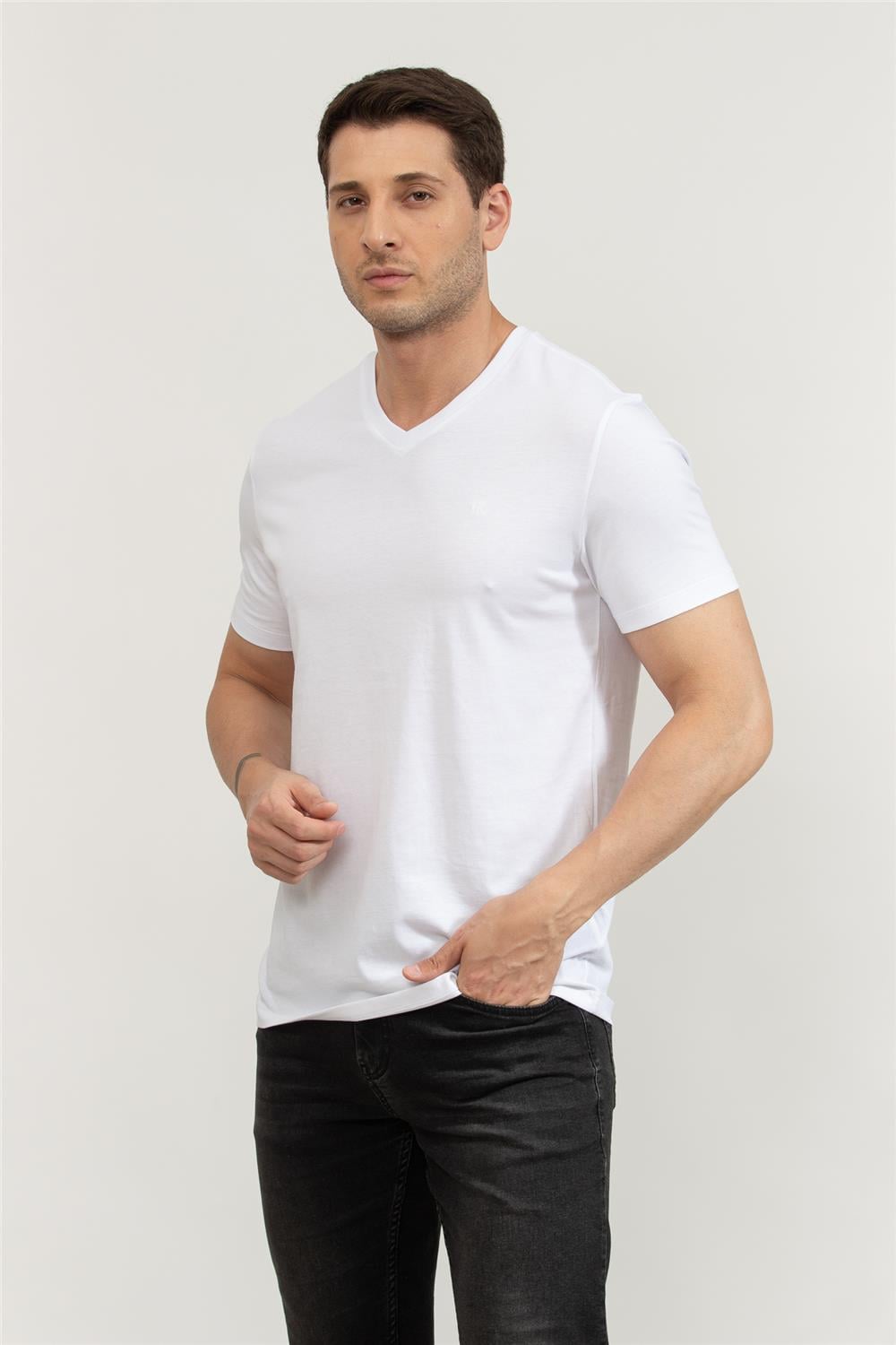 Calvin Klein Erkek Bisiklet Yaka T-Shirt Beyaz