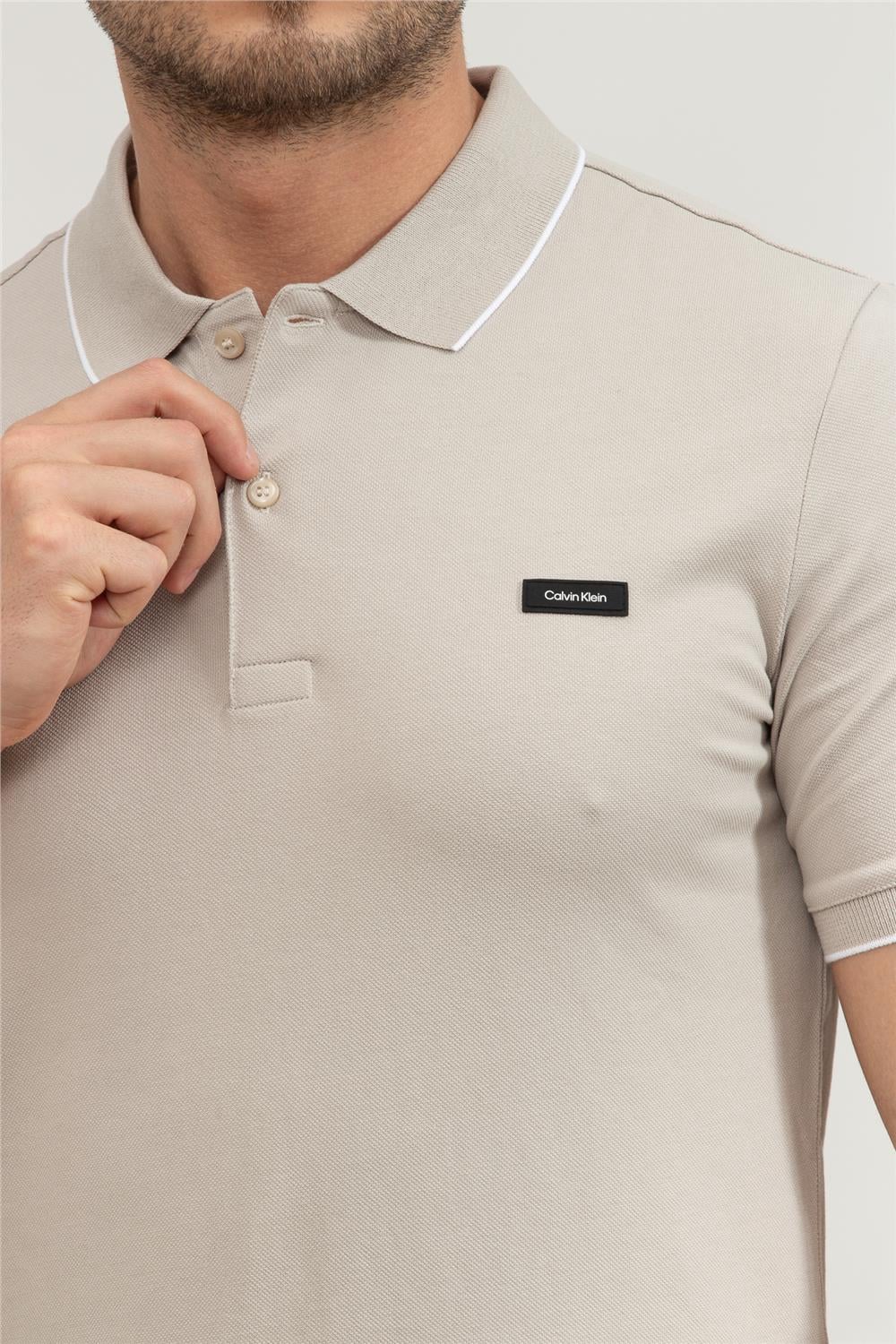 Calvin Klein Erkek Polo Yaka T-Shirt Gri