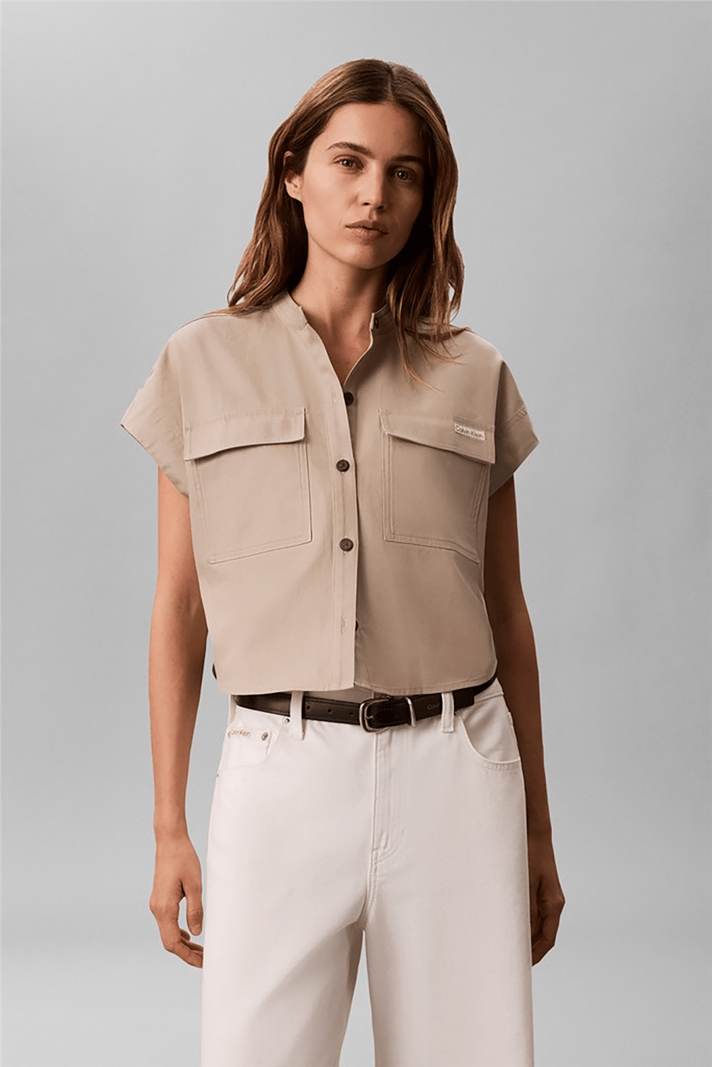 Calvin Klein Faux Denim Ss Relaxed Blouse Kadın Gömlek