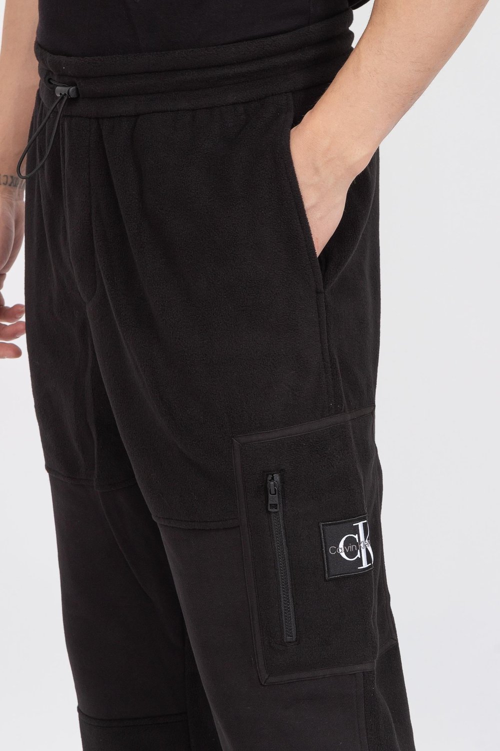 Calvin Klein Fleece Blocking Cargo Hwk Pant Erkek Eşofman Altı Siyah