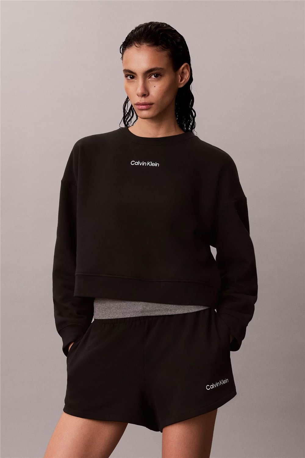 Calvin Klein French Terry Kadın Şort Siyah