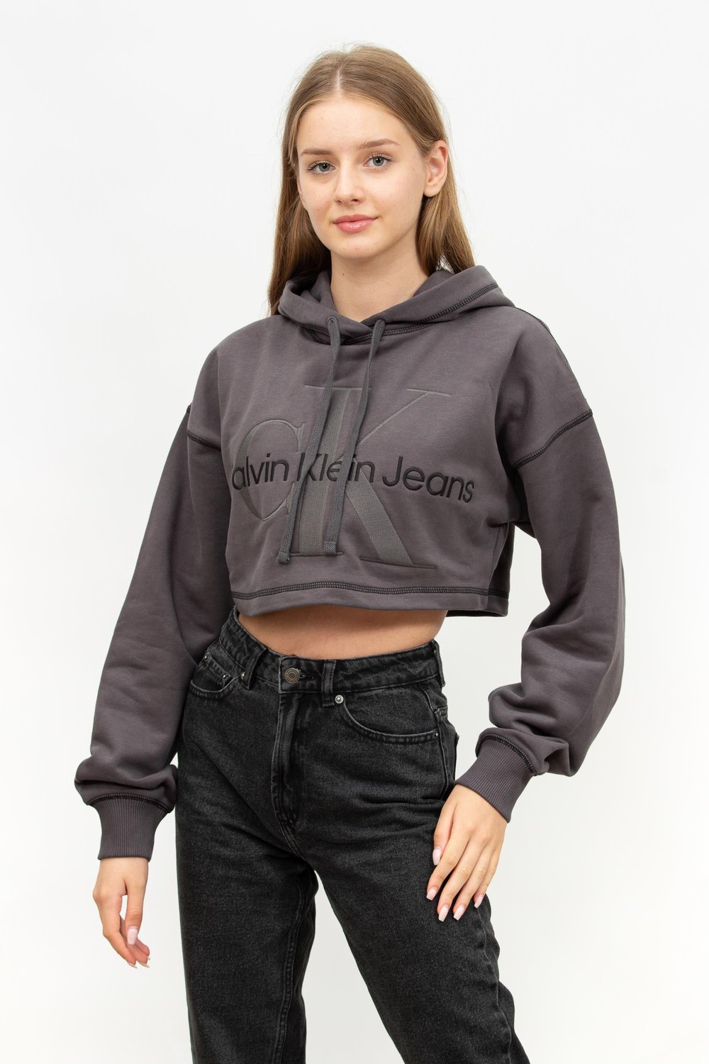 Calvin Klein Hero Monologo Kadın Kapüşonlu Sweatshirt Gri