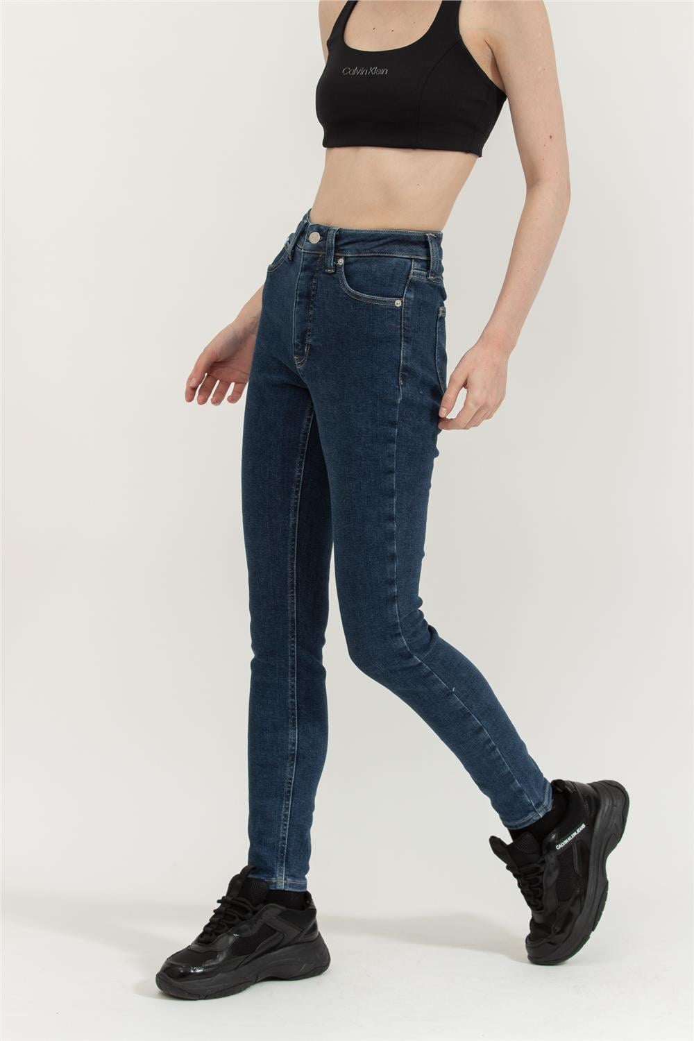 Calvin Klein High Rise Skinny Kadın Jean Pantolon Lacivert