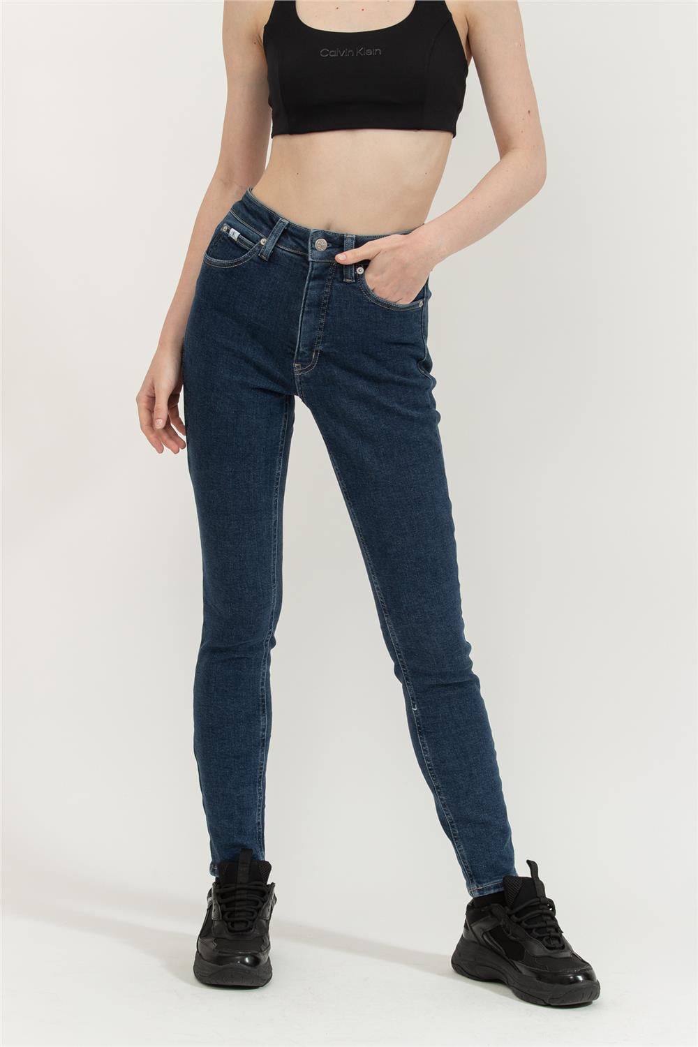 Calvin Klein High Rise Skinny Kadın Jean Pantolon Lacivert