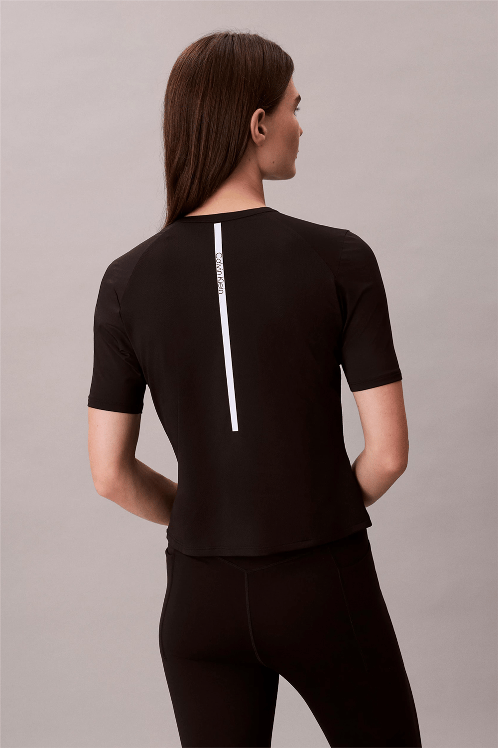 Calvin Klein Icon Sport Actıve Ss Tee Kadın Bisiklet Yaka T-Shirt Siyah
