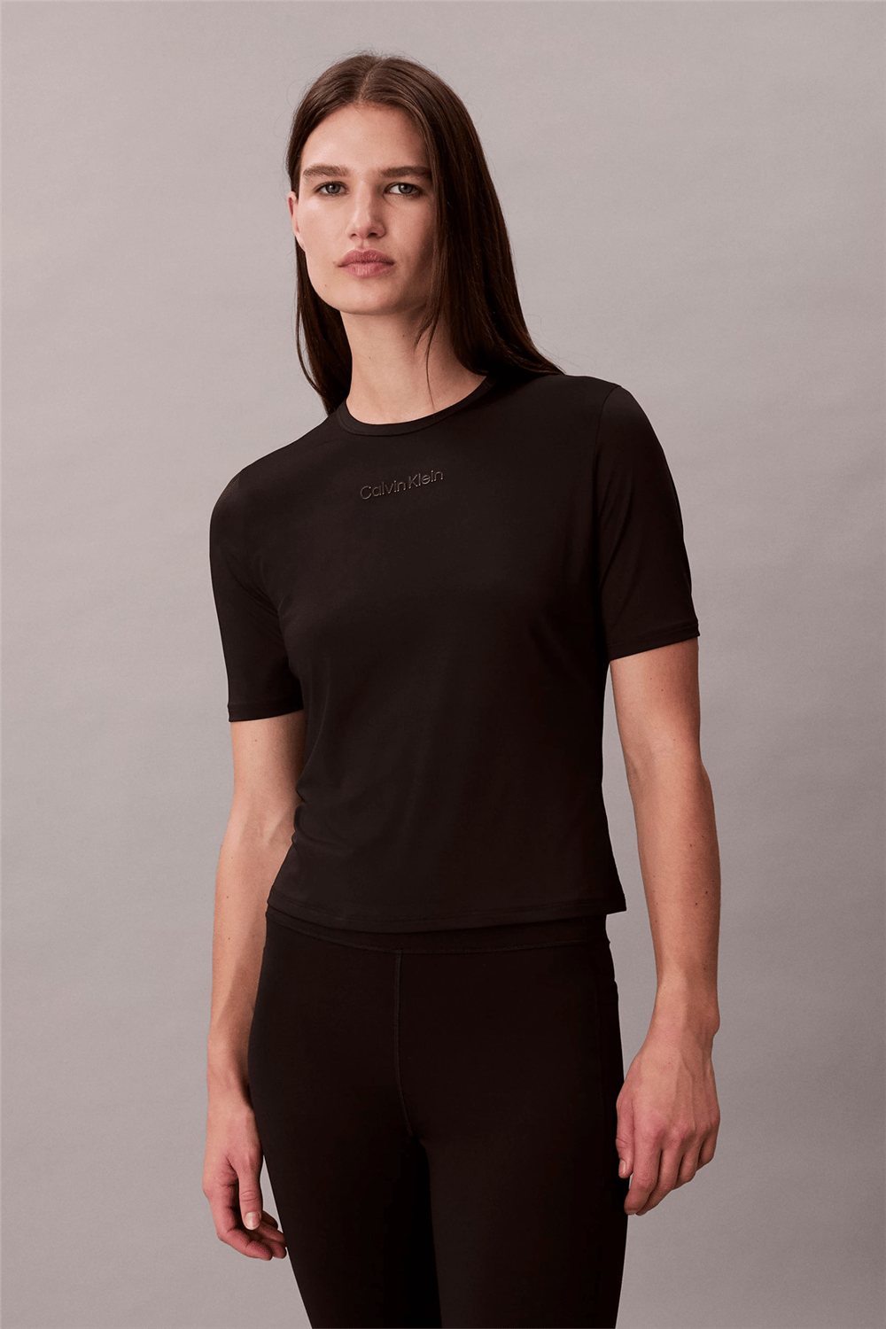Calvin Klein Icon Sport Actıve Ss Tee Kadın Bisiklet Yaka T-Shirt Siyah