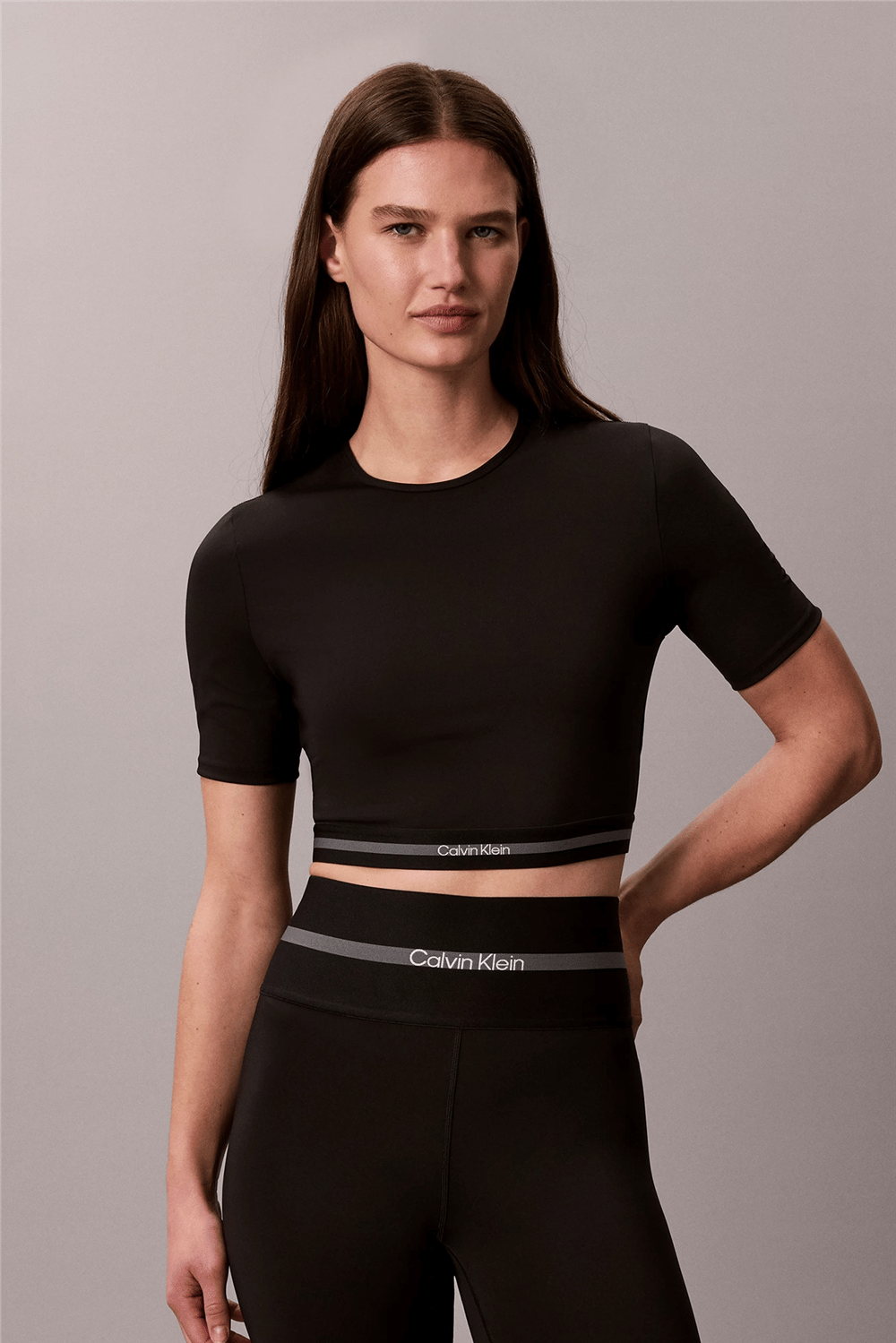 Calvin Klein Icon Sport Ss Tee Wıth Wb Kadın Bisiklet Yaka T-Shirt Siyah