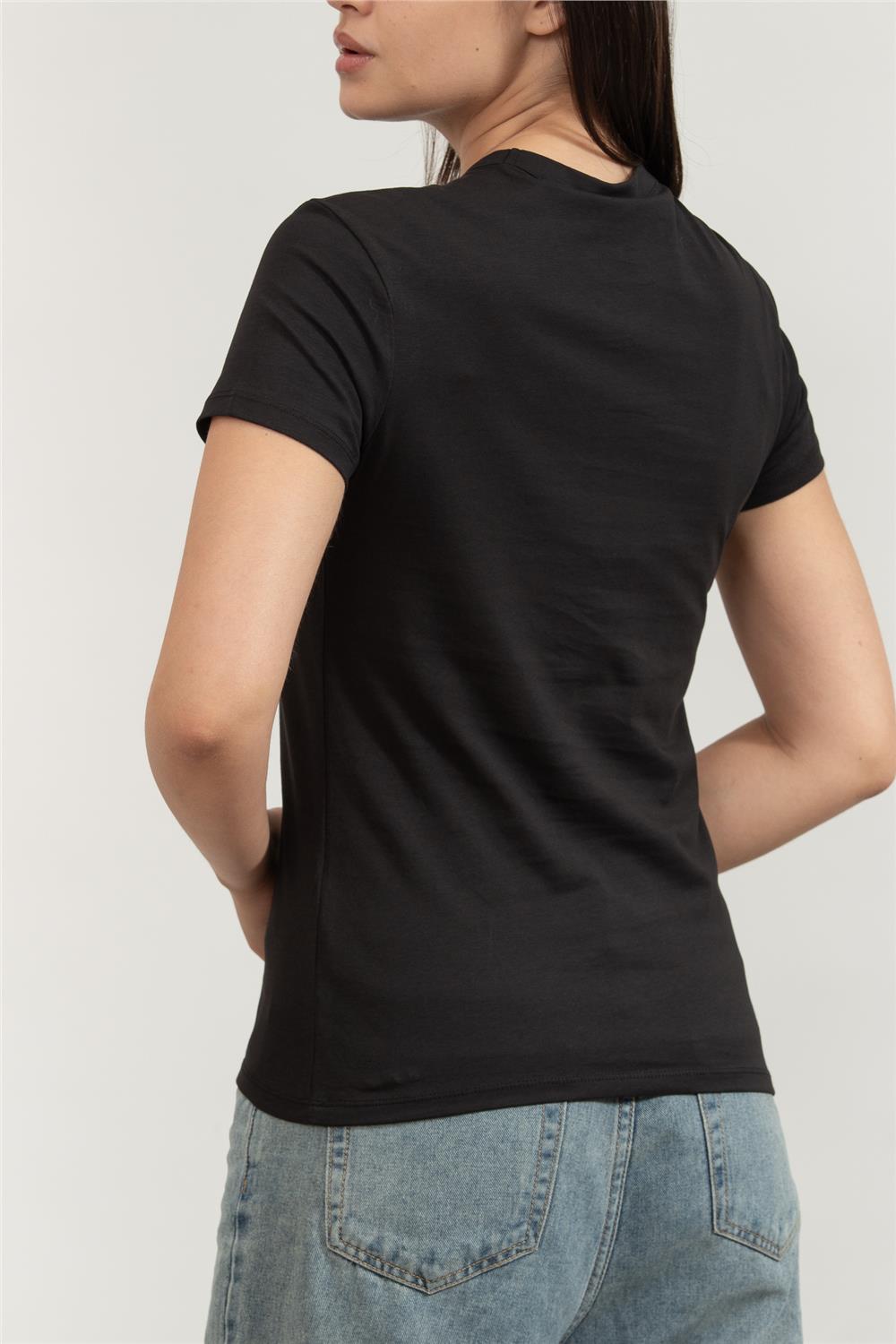 Calvin Klein Kadın Bisiklet Yaka T-Shirt Siyah