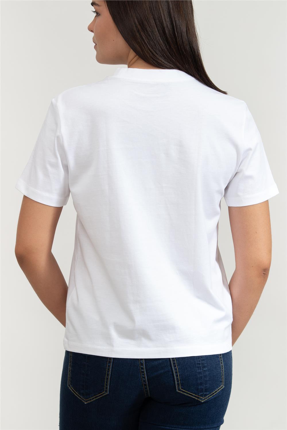 Calvin Klein Kadın Bisiklet Yaka T-Shirt Beyaz