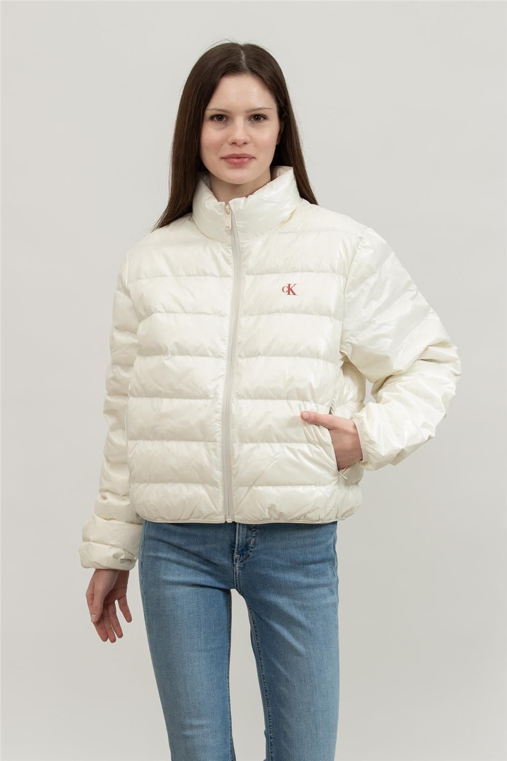 Calvin Klein Kadın Mont Beyaz