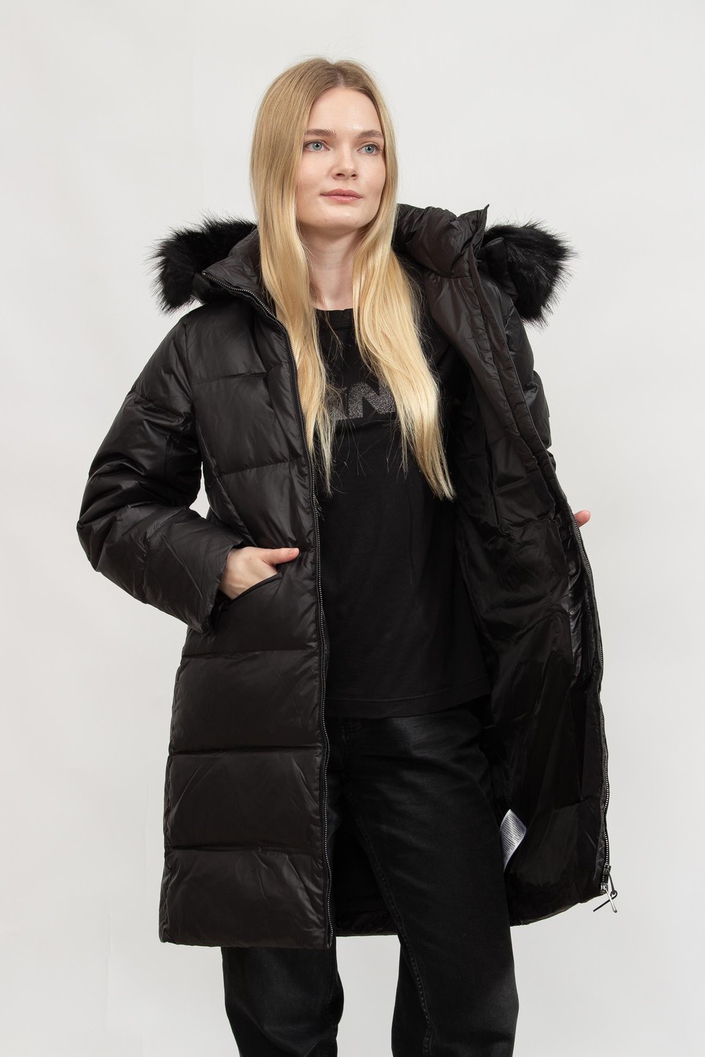 Calvin Klein Kadın Mont Siyah