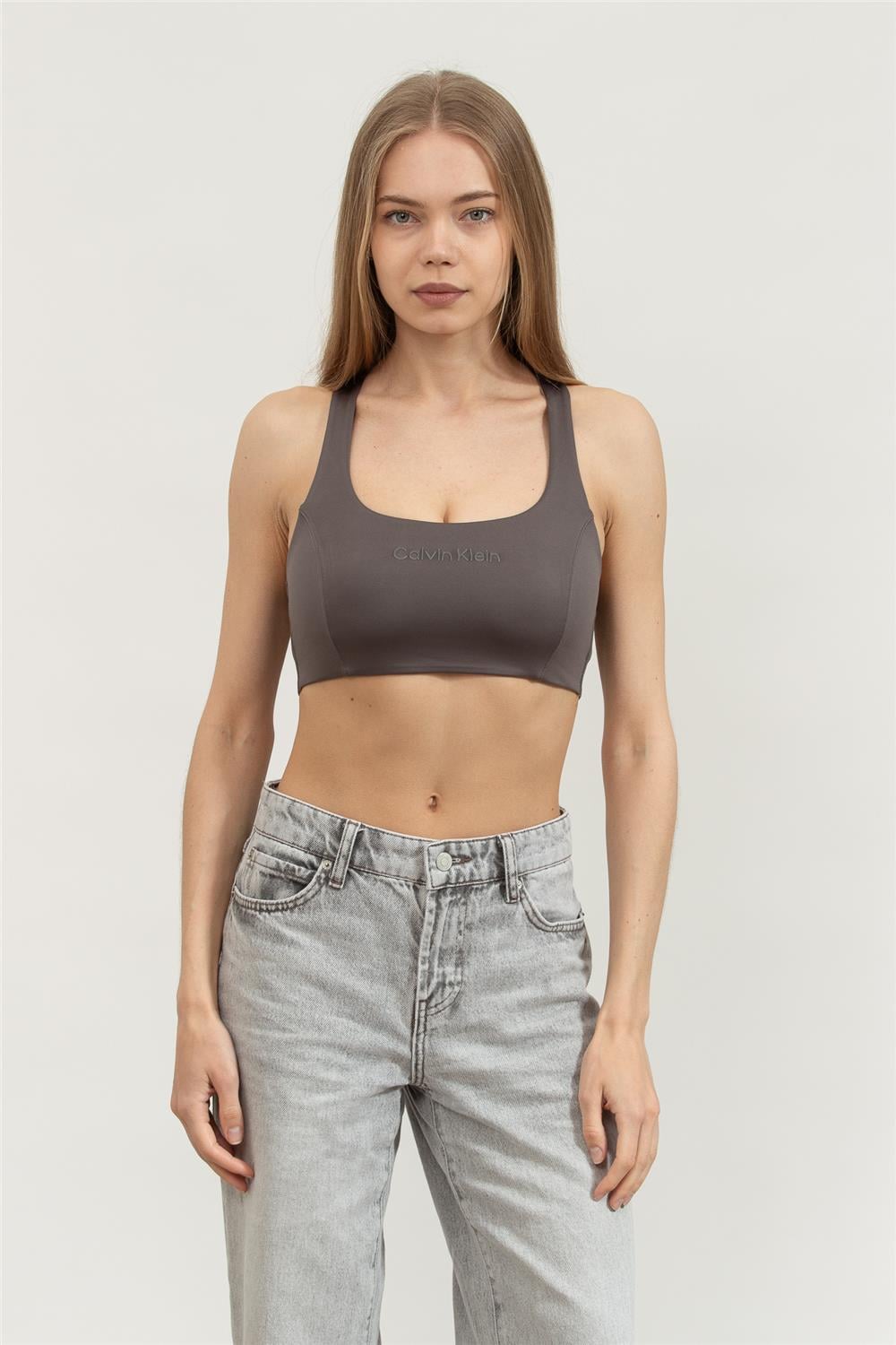 Calvin Klein Kadın Sporcu Sütyen Gri