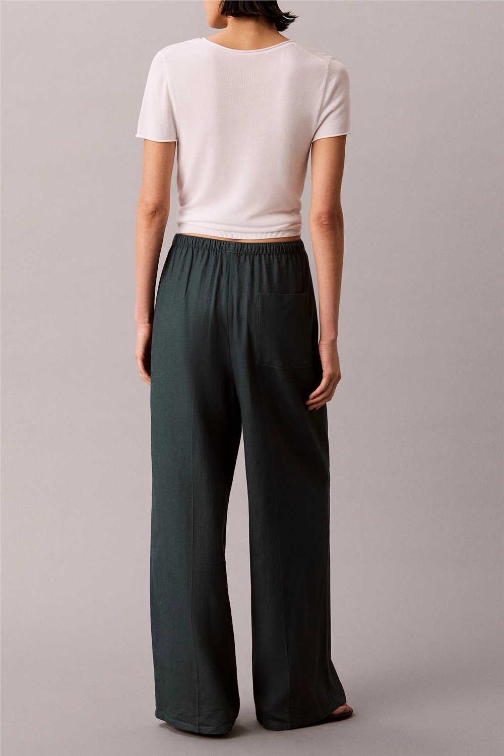 Calvin Klein Linen Weekend Casual Kadın Chino Pantolon Mavi