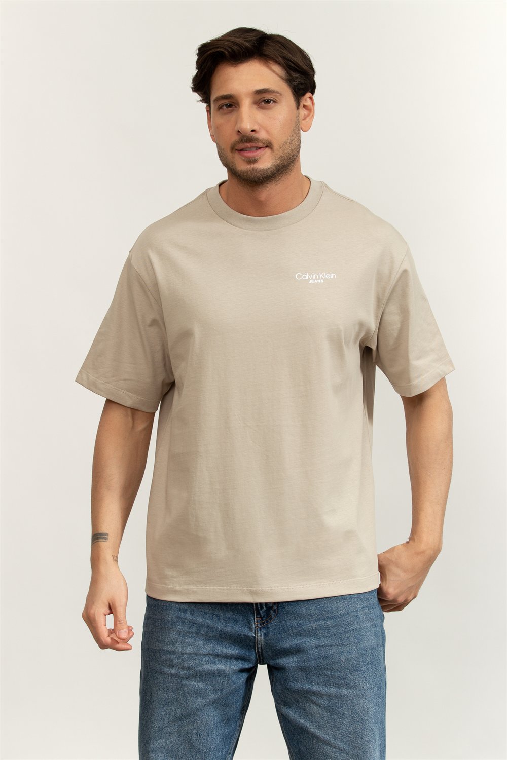 Calvin Klein Logo Back Print T-Shirt Erkek Bisiklet Yaka T-Shirt