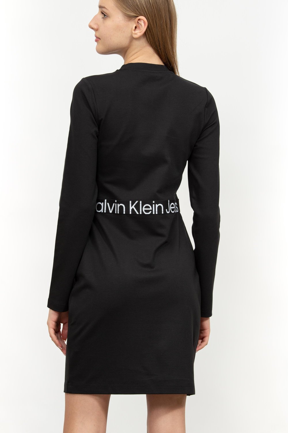 Calvin Klein Logo Elastic Milano Kadın Elbise Siyah