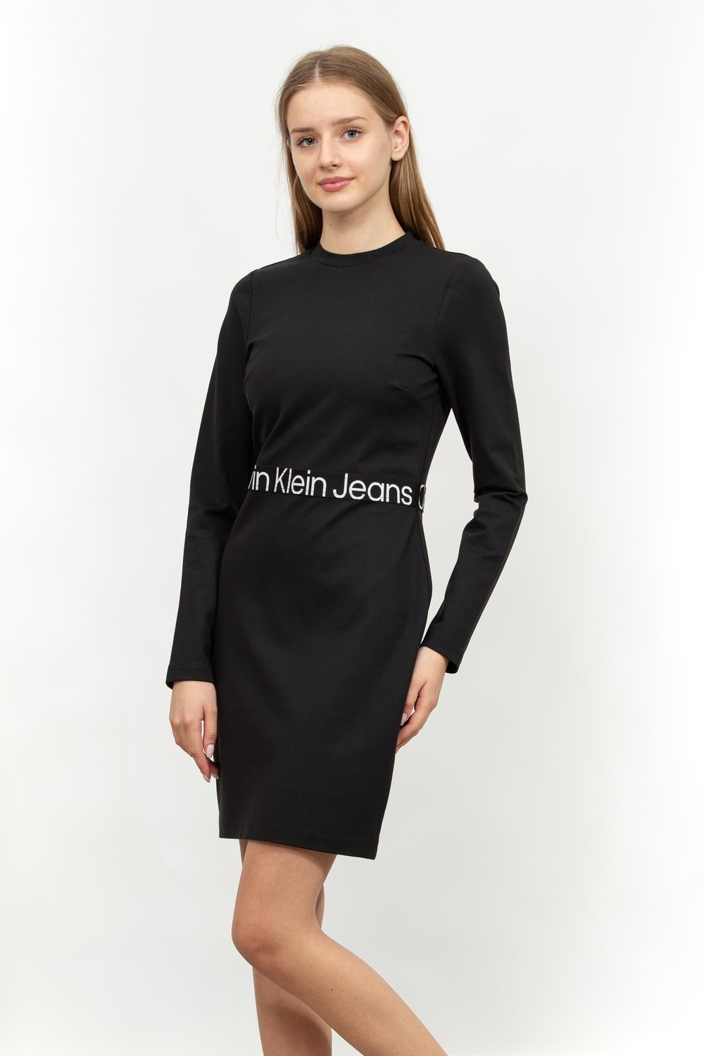 Calvin Klein Logo Elastic Milano Kadın Elbise Siyah