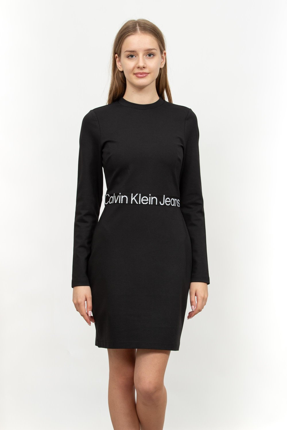 Calvin Klein Logo Elastic Milano Kadın Elbise Siyah
