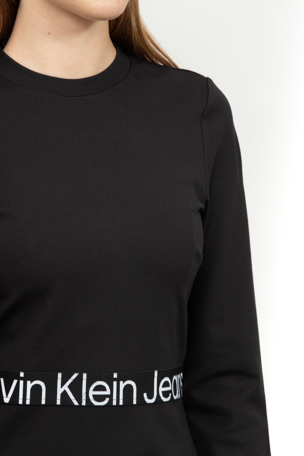 Calvin Klein Logo Elastic Milano Kadın Elbise Siyah