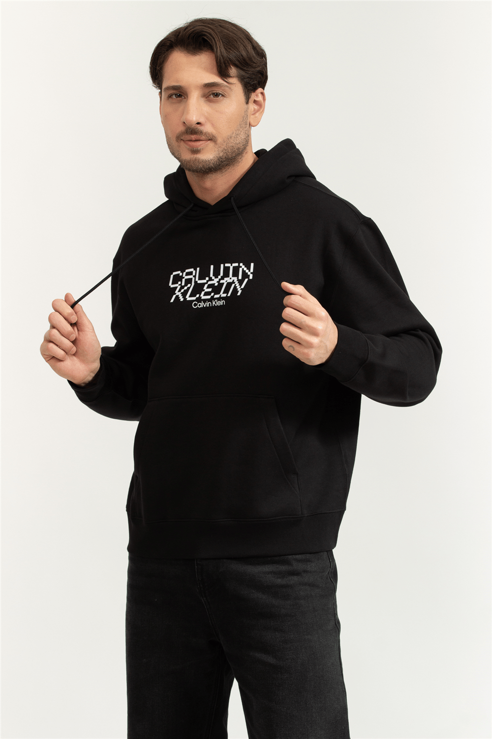 Calvin Klein LS 350Fleece Calvin Tech Graphic Erkek Kapüşonlu Sweatshirt