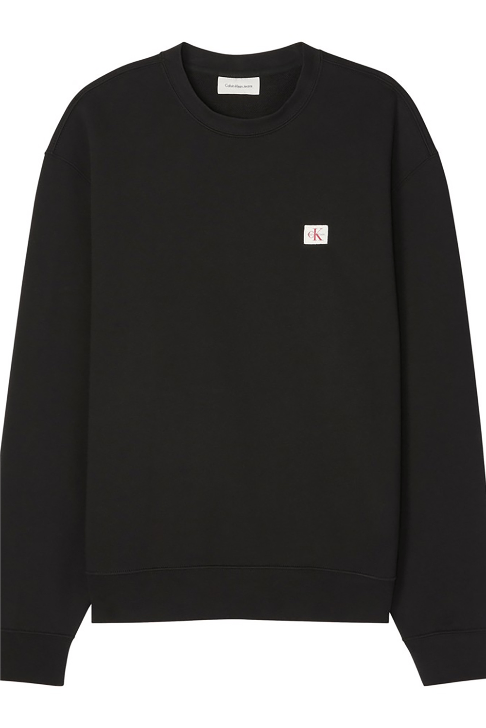 Calvin Klein Ls 350Terry Eu Whsl Badge Crewne Erkek Bisiklet Yaka Sweatshirt Siyah