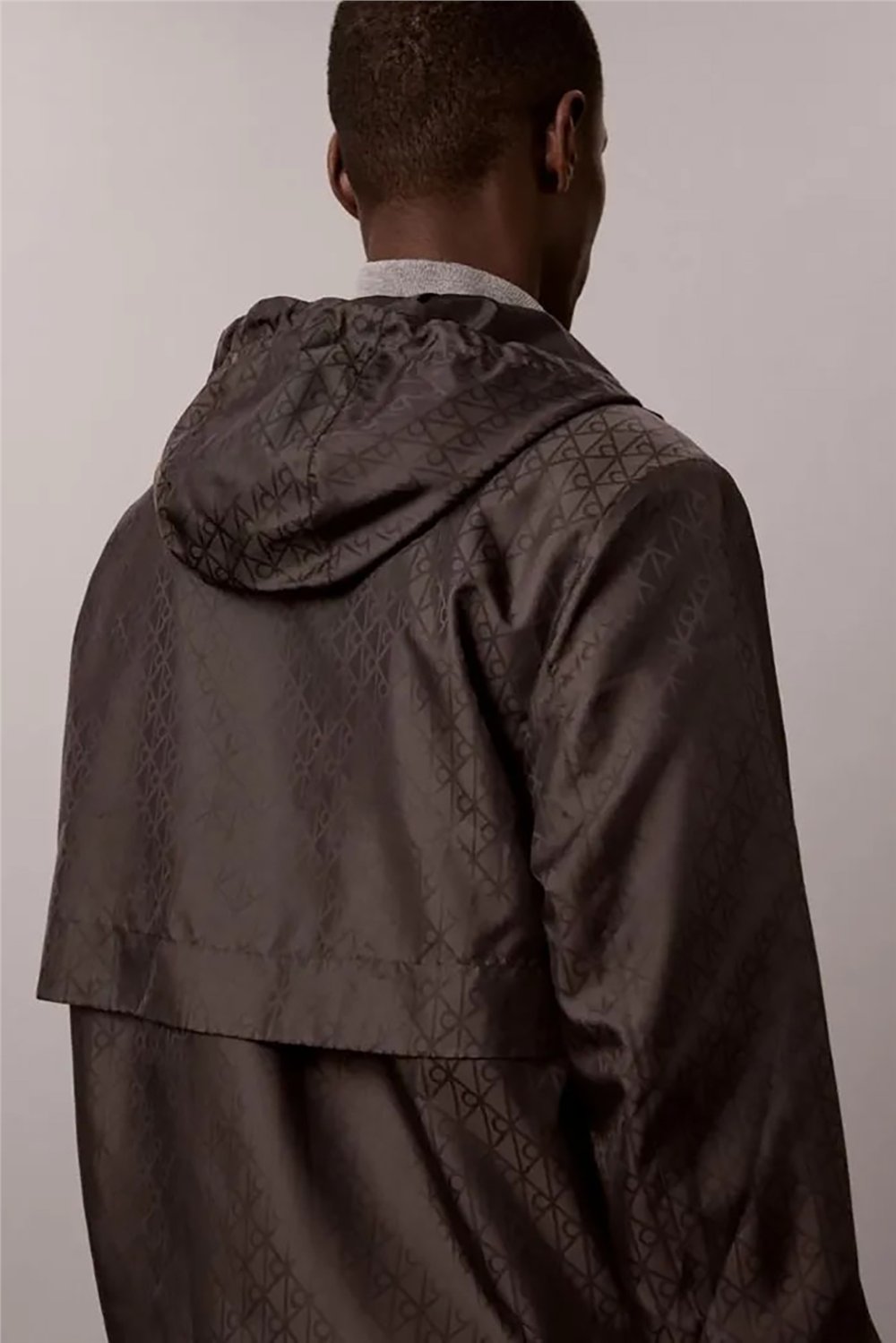 Calvin Klein Ls Aop Nylon Flange Windbreaker Erkek Rüzgarlık Siyah