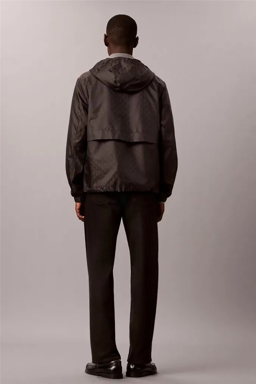 Calvin Klein Ls Aop Nylon Flange Windbreaker Erkek Rüzgarlık Siyah