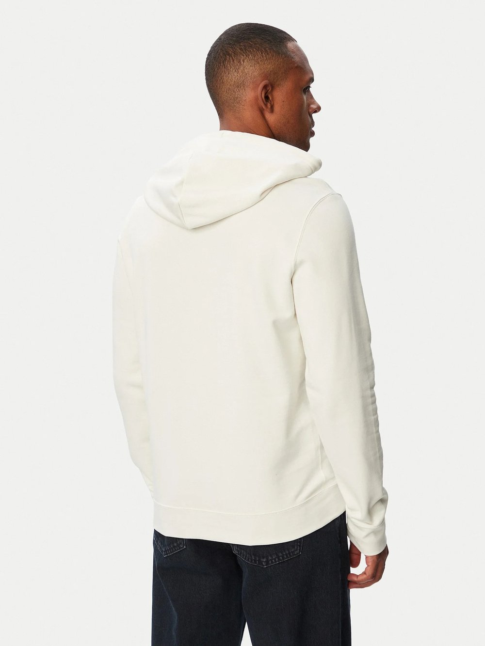 Calvin Klein Ls Cl 350Terry Script Hoodie Erkek Kapüşonlu Sweatshirt Beyaz