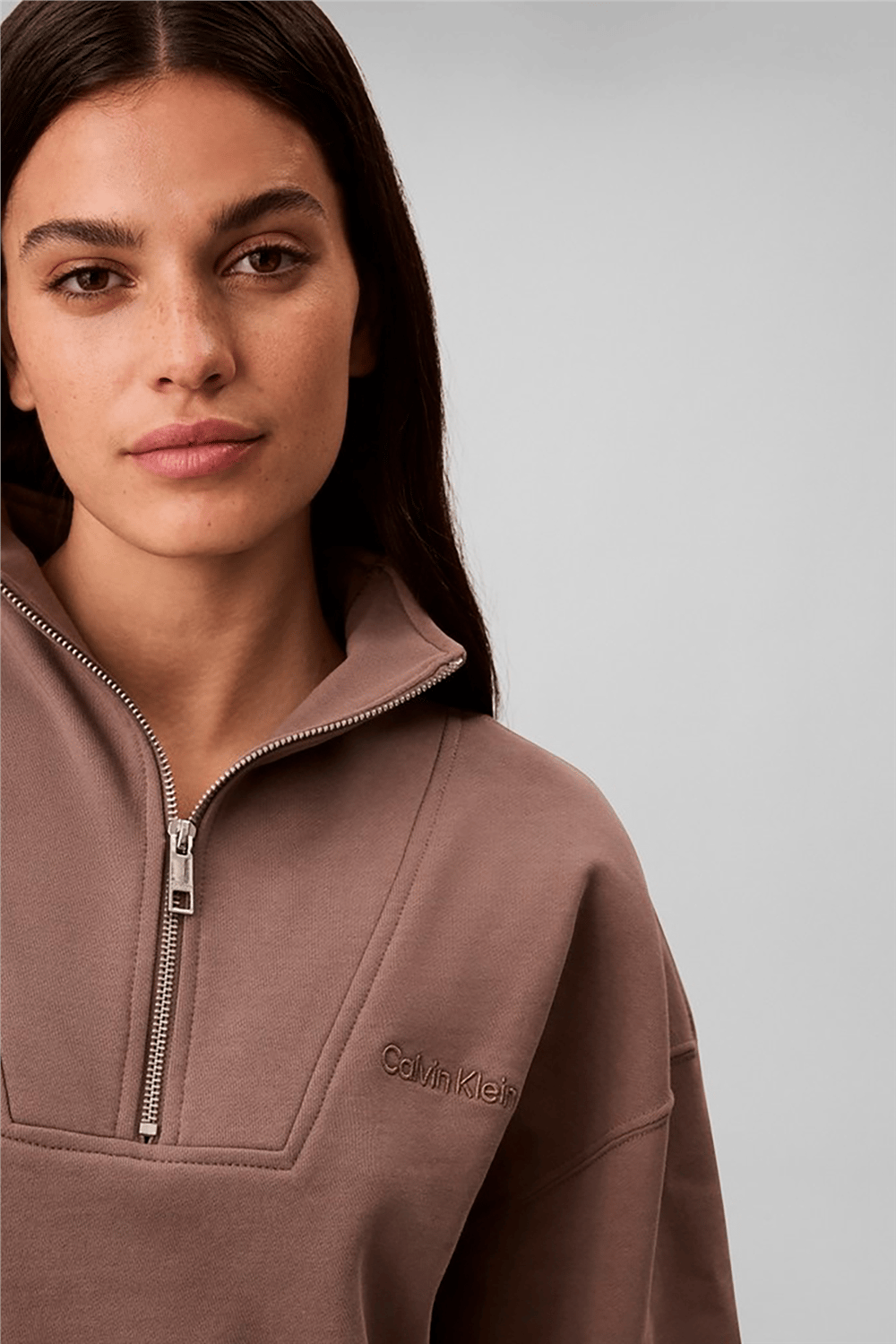 Calvin Klein Ls French Terry Standard Logo To Kadın Fermuarlı Sweatshirt