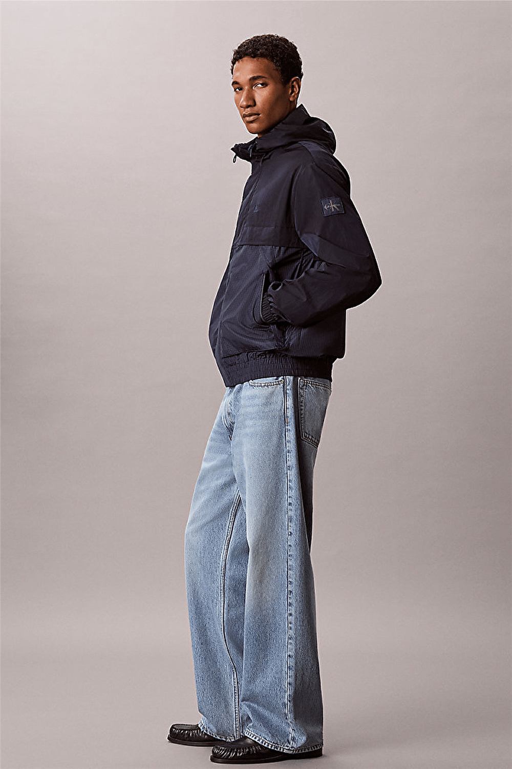 Calvin Klein Ls Ltwt Nylon Mixed Media Windbr Erkek Rüzgarlık Lacivert