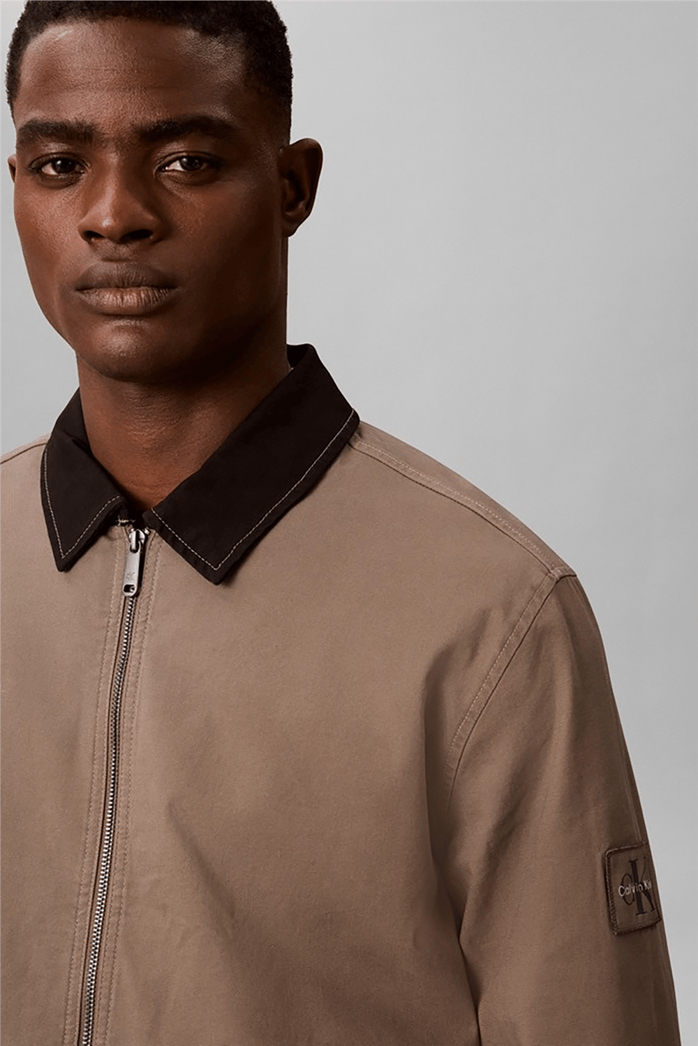 Calvin Klein Ls Matty Canvas Contrast Collar Erkek Mont Gri