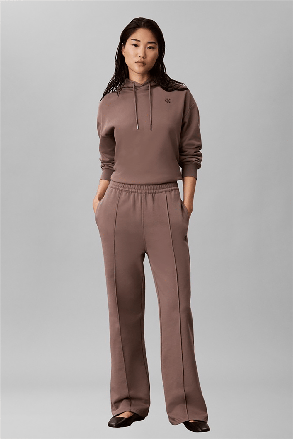 Calvin Klein Ls Monogram Terry Po Hood Kadın Kapüşonlu Sweatshirt