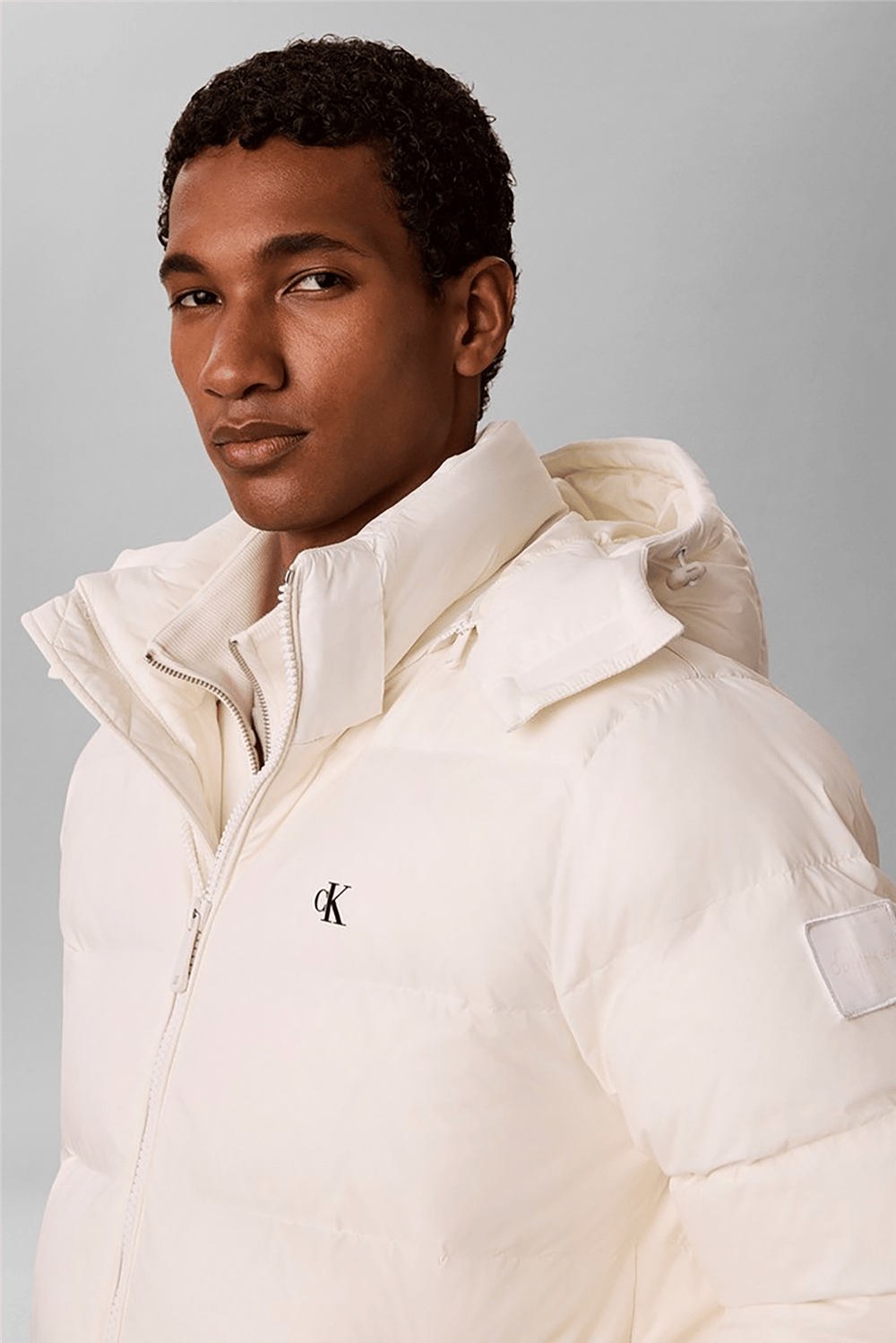 Calvin Klein Ls Nyln Zp Off Hod Down Pufr Jkt Erkek Şişme Mont Beyaz