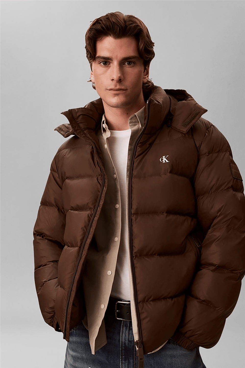 Calvin Klein Ls Nyln Zp Off Hod Down Pufr Jkt Erkek Şişme Mont