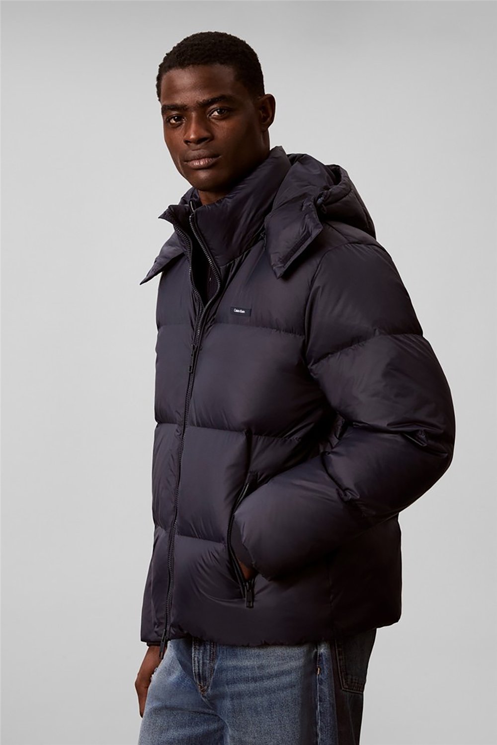 Calvin Klein Ls Nylon Detachable Hood Down Pu Erkek Mont Lacivert