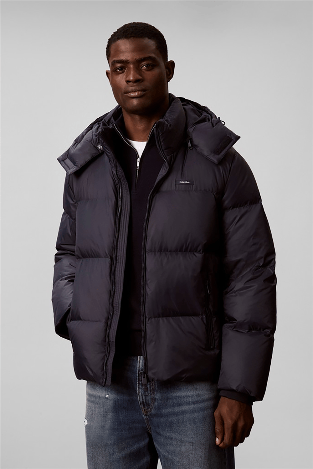 Calvin Klein Ls Nylon Detachable Hood Down Pu Erkek Mont Lacivert